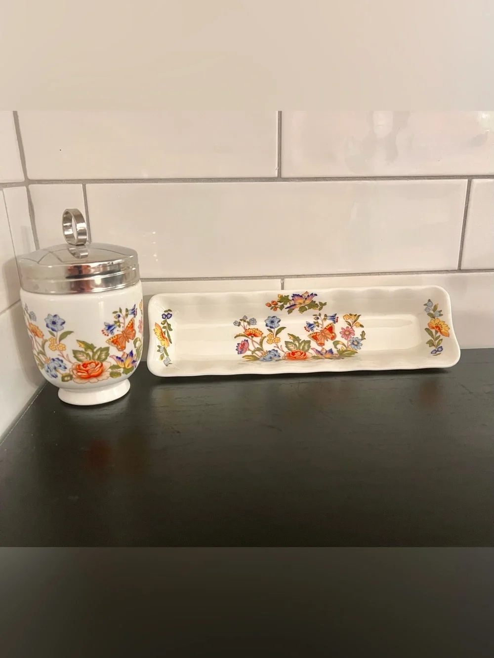 Aynsley Cottage Garden Egg Coddler and Mini Tray